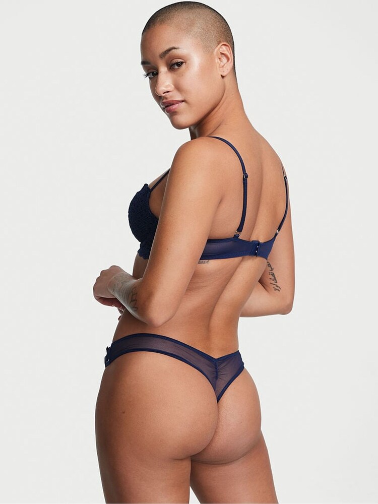 Victoria's Secret Ensign Navy Blue Thong Lace Knickers - Image 2 of 4
