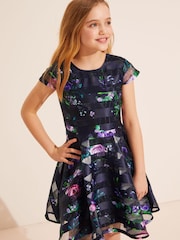Lipsy Navy Cap Occasion Sleeve Dress (3yrs-16yrs) - Image 1 of 4