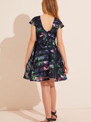 Lipsy Navy Cap Occasion Sleeve Dress (3yrs-16yrs) - Image 3 of 4