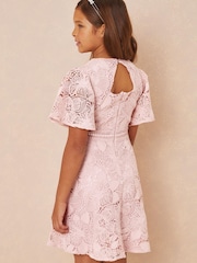 Lipsy Pink Flutter Sleeve Lace Occasion Dress - Image 3 of 4