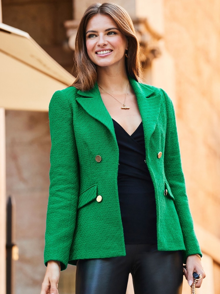 Sosandar Green Boucle Blazer - Image 1 of 4