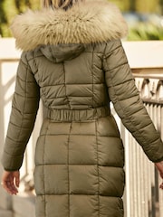 Sosandar Green Quilted Luxe Longline Coat - Image 3 of 5