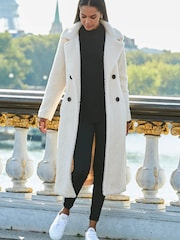 Sosandar Cream Borg Coat - Image 2 of 5