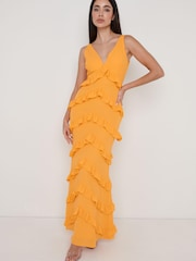 Pretty Lavish Orange Piper Ruffle Maxi Dress - Image 1 of 3