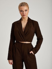 Urban Bliss Brown Cropped Gathered Blazer - Image 1 of 3
