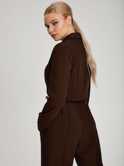 Urban Bliss Brown Cropped Gathered Blazer - Image 3 of 3
