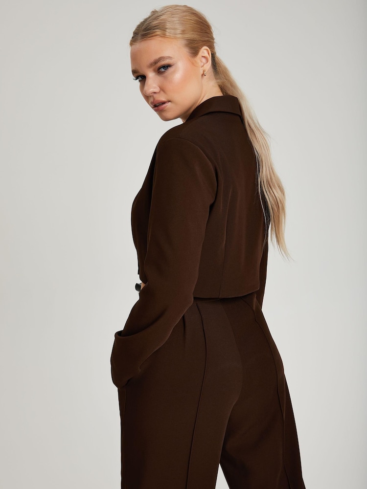 Urban Bliss Brown Cropped Gathered Blazer - Image 3 of 3