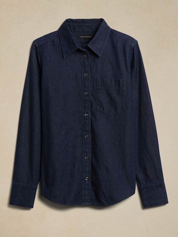 Banana Republic Blue Classic Denim Shirt - Image 4 of 4 Banana Republic Blue Classic Denim Shirt - Image 4 of 4