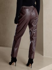 Banana Republic Chocolate Brown Chocolate Brown Faux Leather Trousers - Image 2 of 4