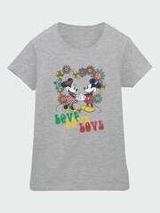 Brands In Grey Mickey Mouse Hippie Love Women Heather Grey Disney T-Shirt - Image 3 of 4
