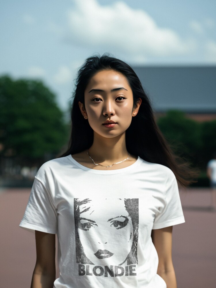 Brands In White Blondie Face Women White Boyfriend Fit Music T-Shirt - Image 1 of 1
