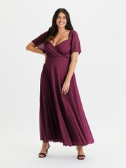 Scarlett & Jo Berry Red Curve Bolero Wrap Bodice Maxi Dress - Image 1 of 4