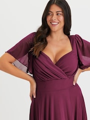 Scarlett & Jo Berry Red Curve Bolero Wrap Bodice Maxi Dress - Image 2 of 4