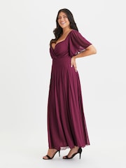 Scarlett & Jo Berry Red Curve Bolero Wrap Bodice Maxi Dress - Image 3 of 4