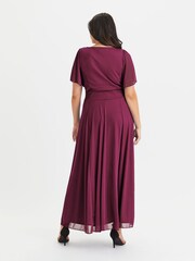 Scarlett & Jo Berry Red Curve Bolero Wrap Bodice Maxi Dress - Image 4 of 4