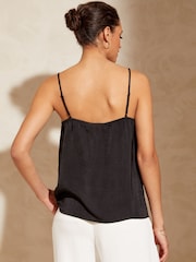 Love & Roses Black Lace Trim V Neck Cami Vest Top - Image 4 of 4