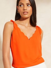 Love & Roses Orange V Neck Scallop Detail Tie Shoulder Vest - Image 1 of 4