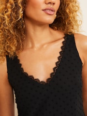 Love & Roses Black V Neck V Back Woven Vest - Image 2 of 4