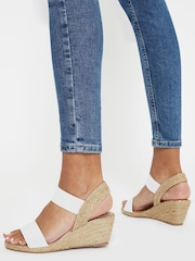 Lipsy White Wide FIt Elastic Low Wedge Espadrille Sandal - Image 3 of 3