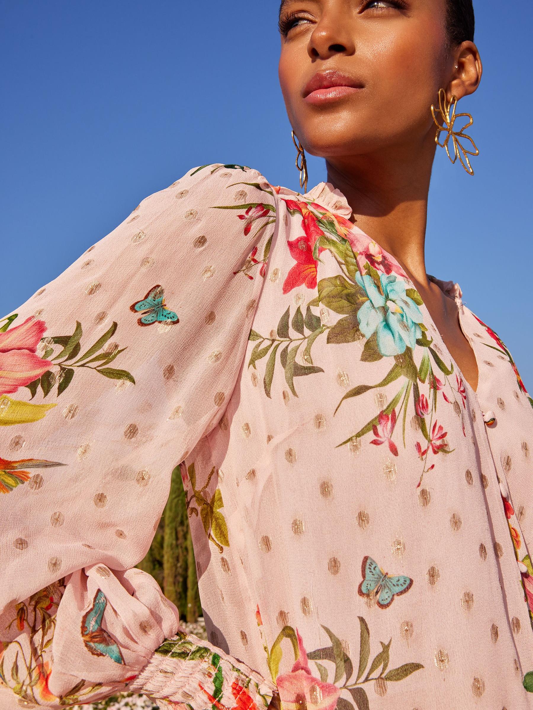 Rose Frantz ♥ Eyelet Belt Long Sleeve /追跡付 Buy Love & Roses Pink Star Metallic Ruffle Sheer Tie Neck