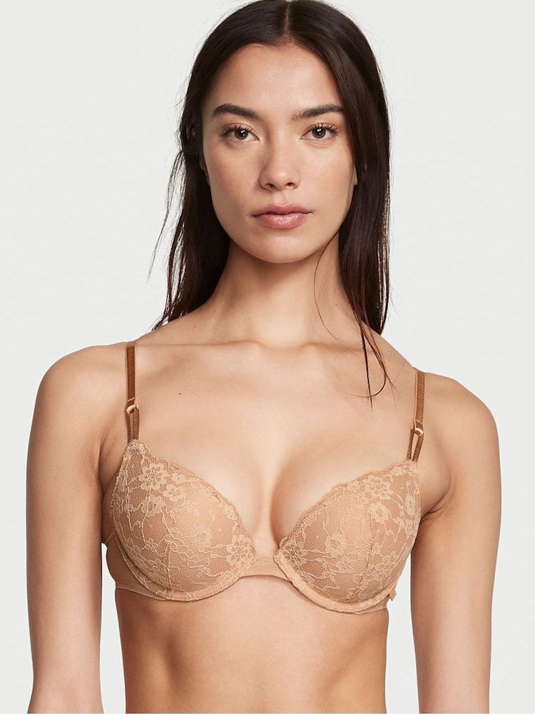 Victoria's Secret Praline Nude Lace T-Shirt Push Up Bra - Image 1 of 1
