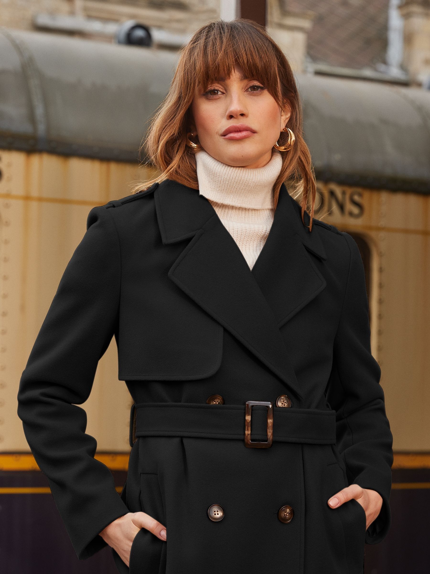 Ladies smart black coat new arrivals