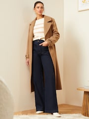 Love & Roses Camel Belted Wrap Coat - Image 1 of 4