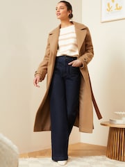 Love & Roses Camel Belted Wrap Coat - Image 4 of 4