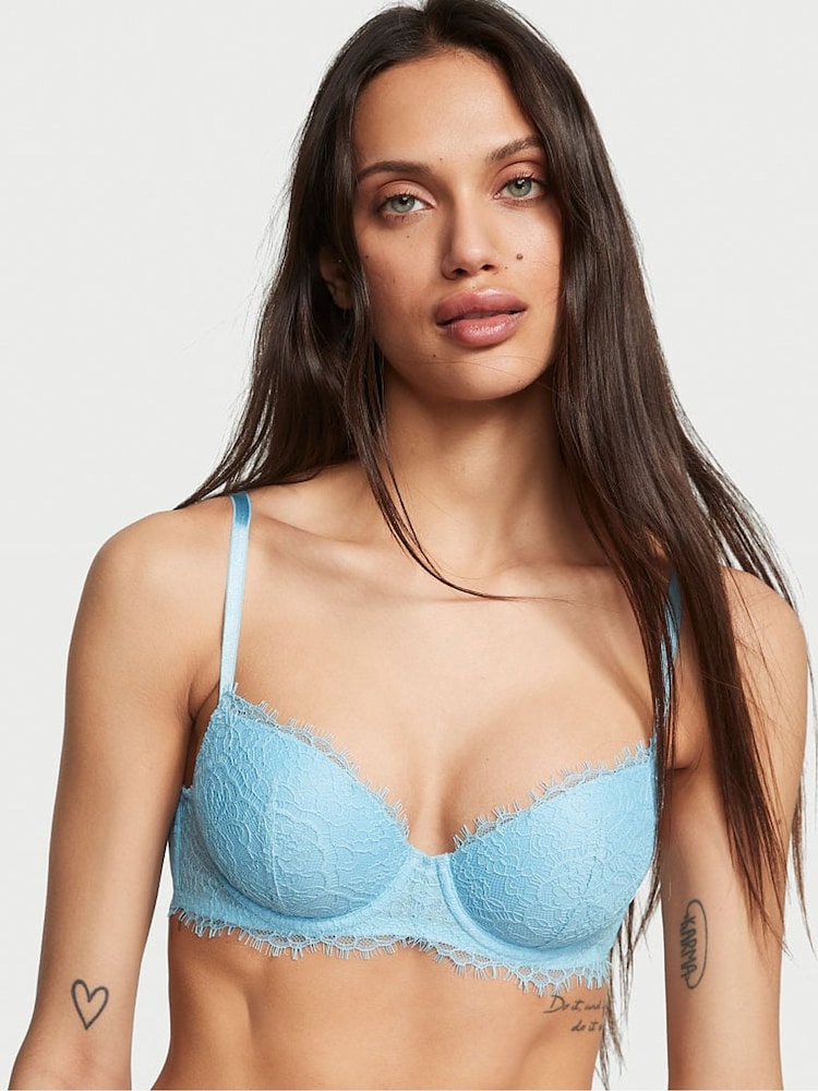 Victoria's Secret Blue Topaz Lace Lightly Lined Demi Bra - Image 1 of 3