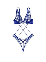 Victoria's Secret Blue Butterfly Embroidery Strappy Crotchless Body - Image 3 of 3