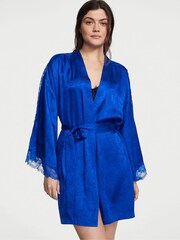 Victoria's Secret Blue Oar Satin Lace Robe - Image 1 of 4