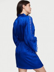 Victoria's Secret Blue Oar Satin Lace Robe - Image 2 of 4