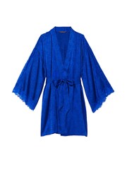 Victoria's Secret Blue Oar Satin Lace Robe - Image 4 of 4