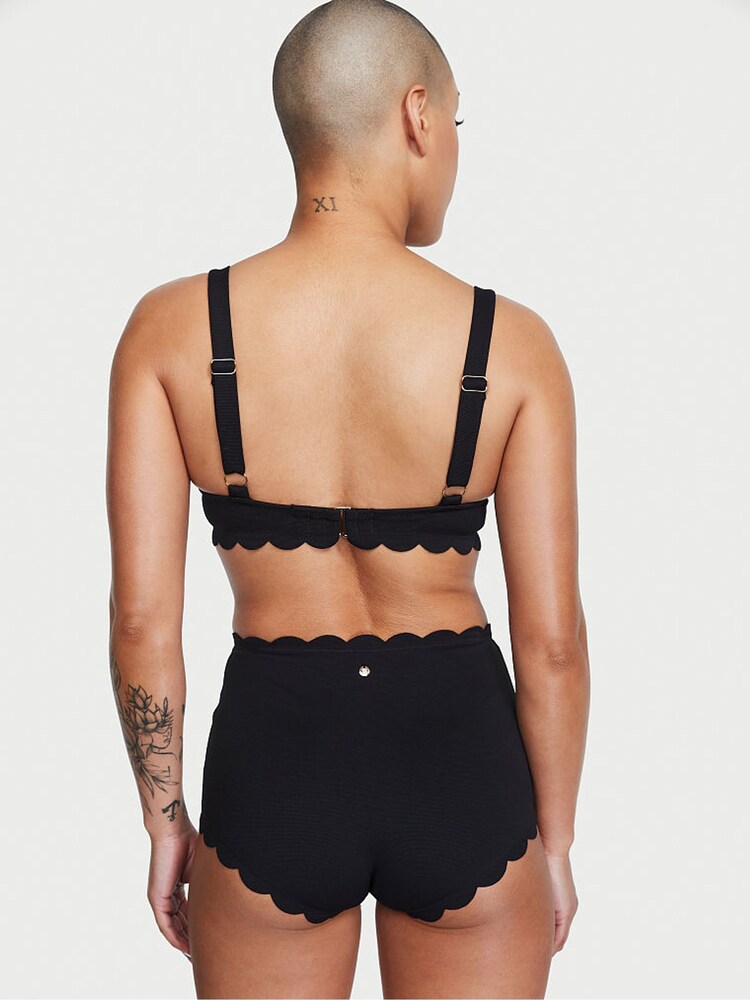 Victoria's Secret Black Brief Scallop Boyshort Swim Bikini Bottom - Image 2 of 3