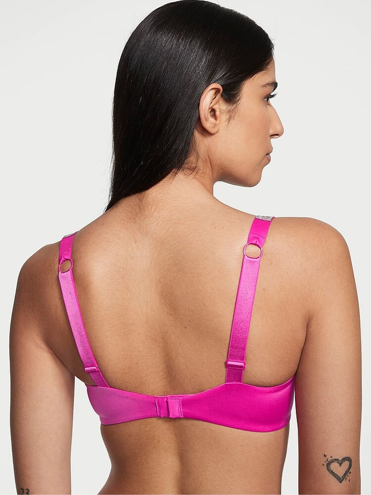Victoria's Secret Fuchsia Frenzy Pink Smooth Shine Strap Add 2 Cups Push Up Bombshell Bra - Image 2 of 3