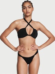 Victoria's Secret Black Halter Twist Balcony Bra Bikini Top - Image 1 of 3