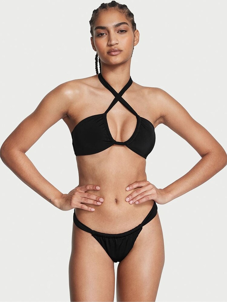 Victoria's Secret Black Halter Twist Balcony Bra Bikini Top - Image 1 of 3