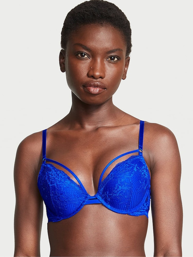 Victoria's Secret Blue Oar Push Up Strappy Fishnet Lace Bra - Image 1 of 3 Victoria's Secret Blue Oar Push Up Strappy Fishnet Lace Bra - Image 1 of 3