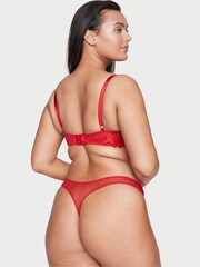 Victoria's Secret Lipstick Red Floral Embroidered Thong Panty - Image 2 of 6