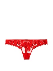 Victoria's Secret Lipstick Red Floral Embroidered Thong Panty - Image 6 of 6