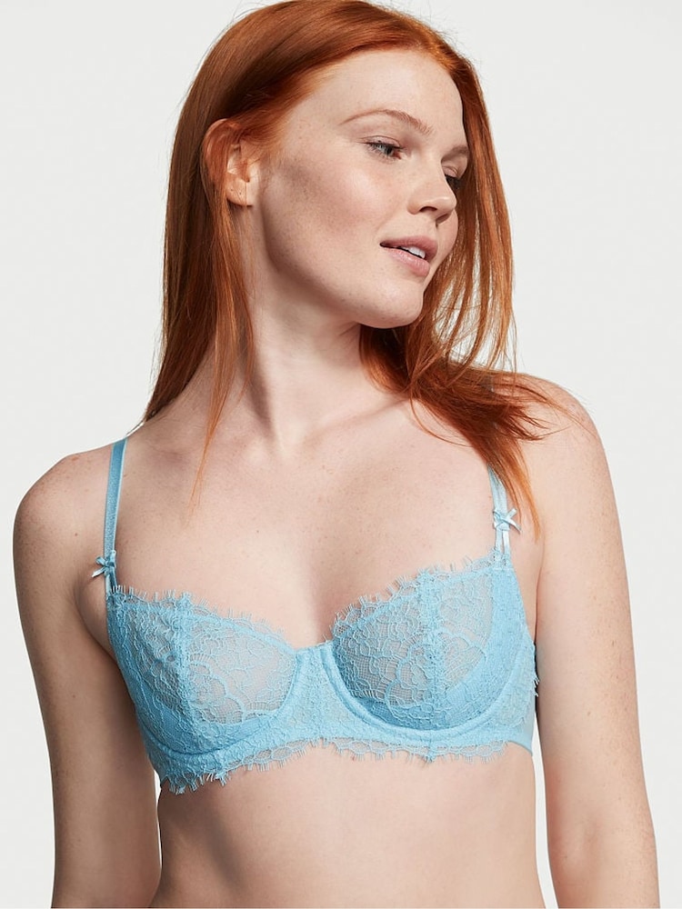 Victoria's Secret Blue Topaz Lace Unlined Balcony Bra - Image 1 of 1 Victoria's Secret Blue Topaz Lace Unlined Balcony Bra - Image 1 of 1