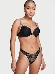 Victoria's Secret Black Shine Strap T-Bar Thong Knickers - Image 1 of 5