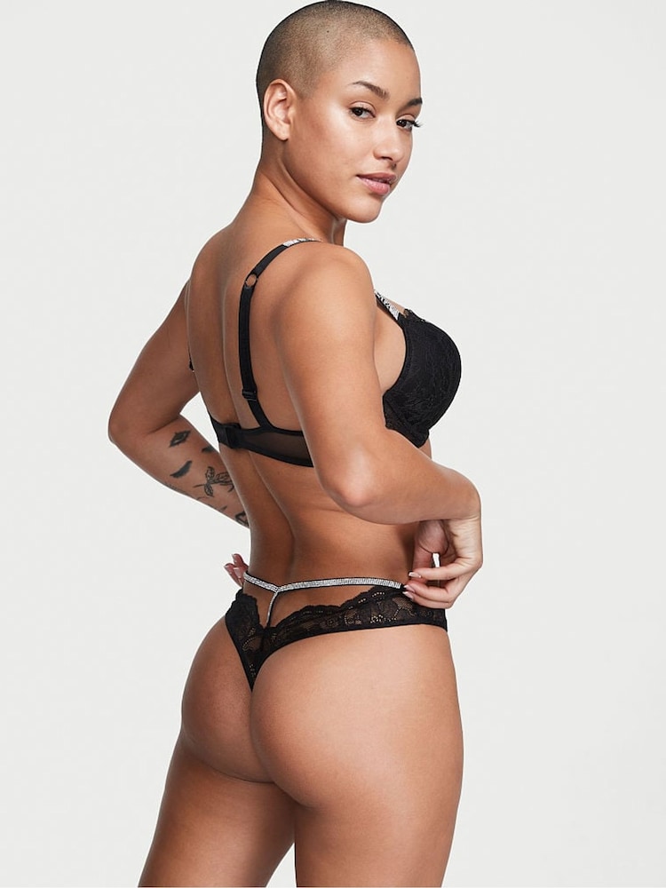 Victoria's Secret Black Shine Strap T-Bar Thong Knickers - Image 2 of 5