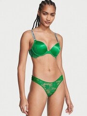 Victoria's Secret Verdant Green Shine Strap Cutout Back Thong Knickers - Image 1 of 1