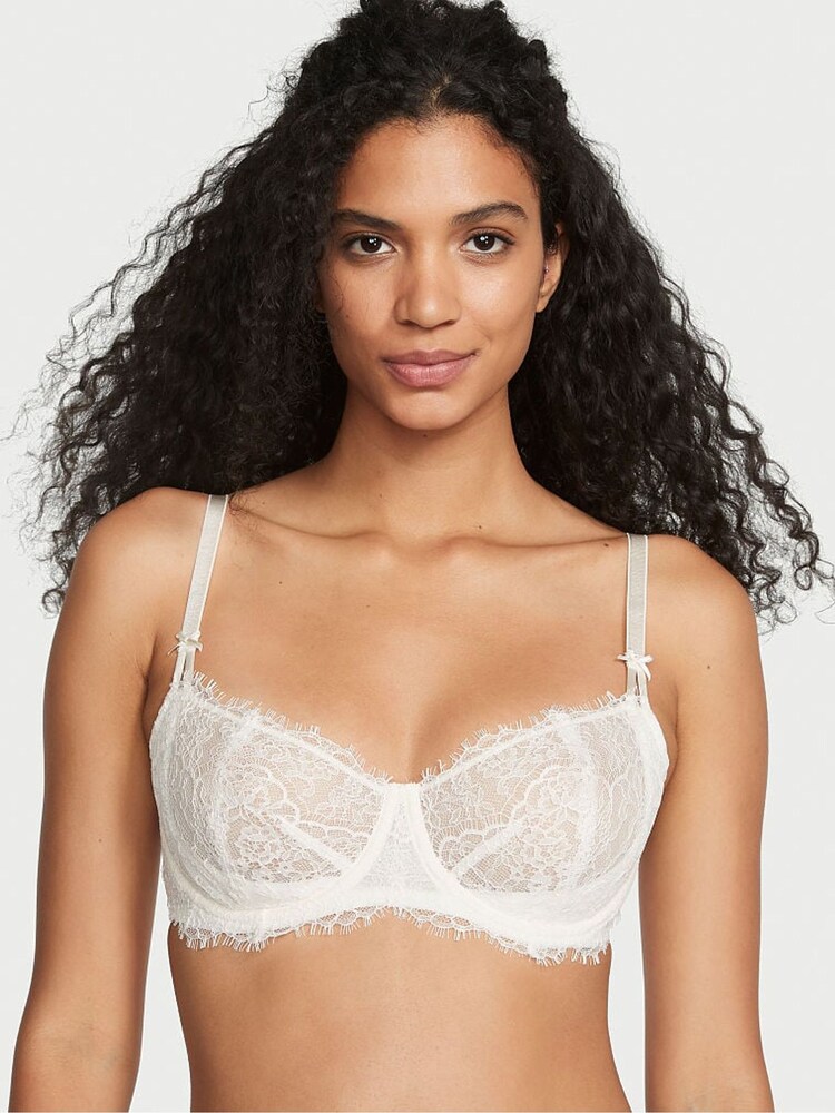 Victoria's Secret White Coconut Wicked Unlined Lace Balcony Bra - Image 1 of 3