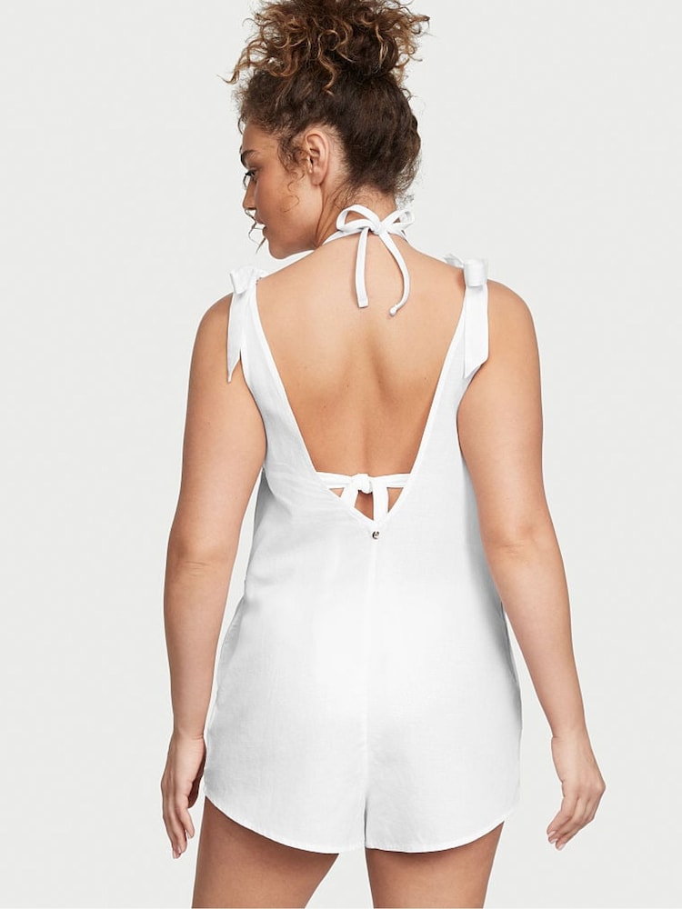 Victoria's Secret White Linen Playsuit Cover Up - Image 2 of 3