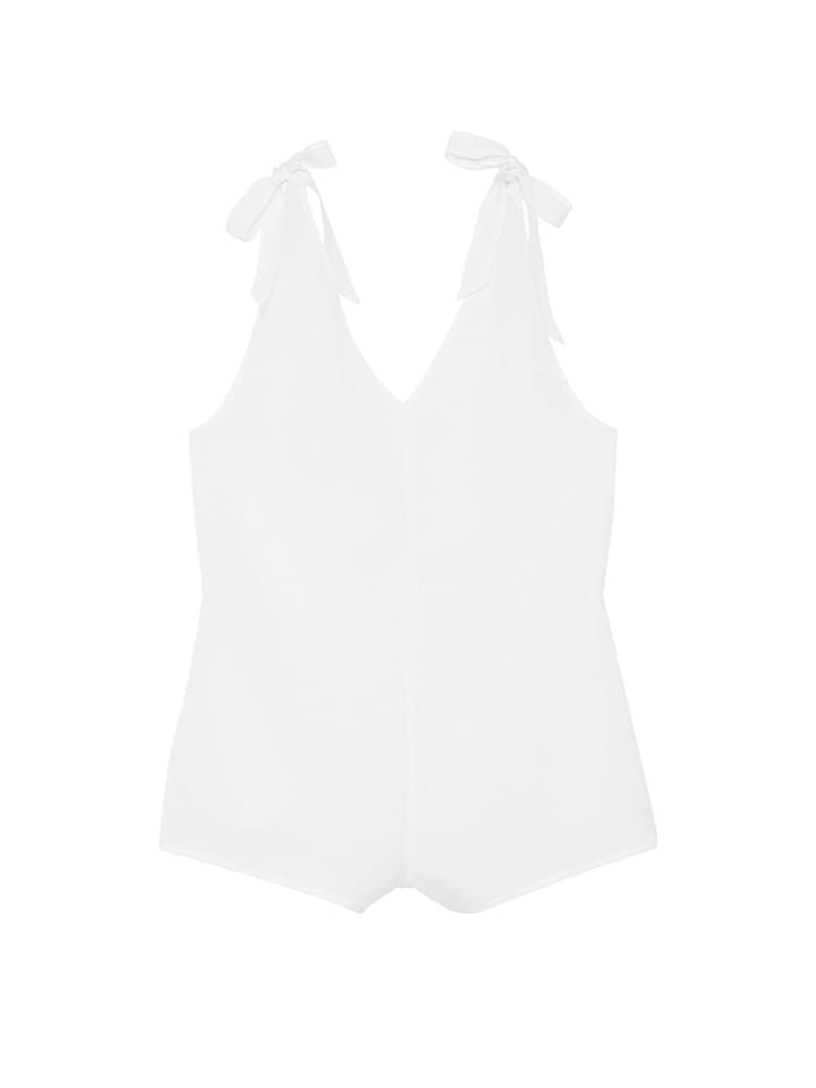 Victoria's Secret White Linen Playsuit Cover Up - Image 3 of 3