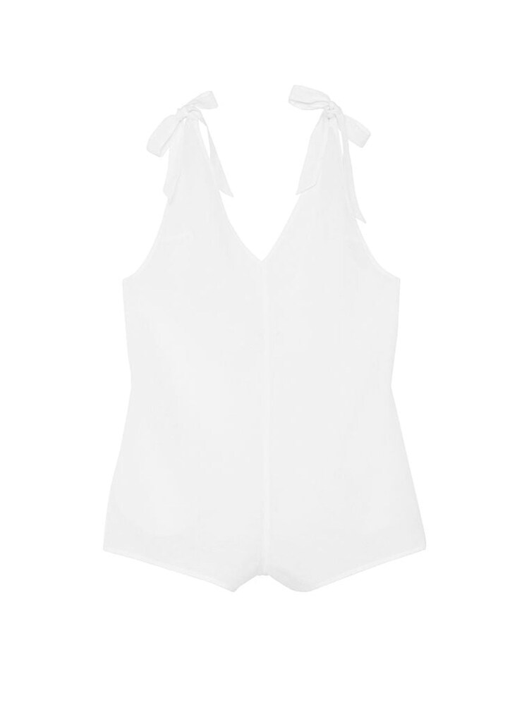 Victoria's Secret White Linen Playsuit Cover Up - Image 3 of 3 Victoria's Secret White Linen Playsuit Cover Up - Image 3 of 3