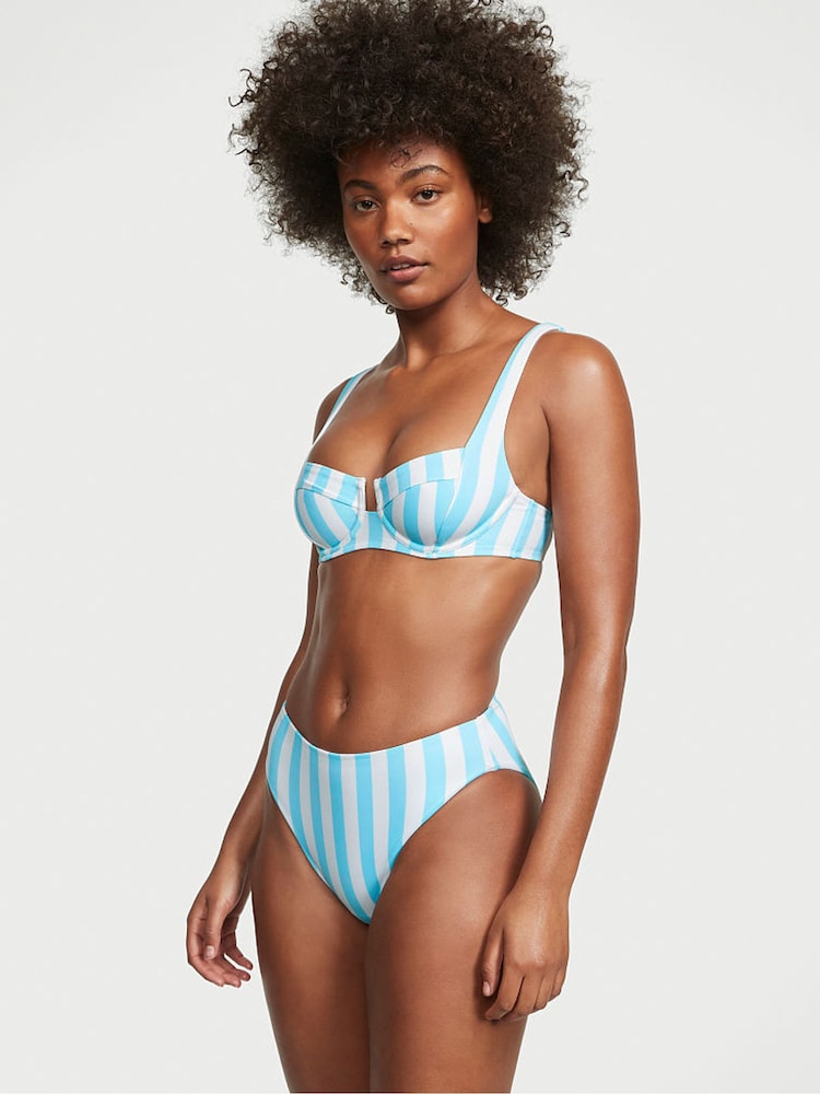 Victoria's Secret Blue Stripes Balconette Swim Bikini Top - Image 1 of 3