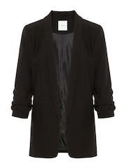 Pieces Black Petite Relaxed Ruched Sleeve Workwear Blazer - Image 5 of 5